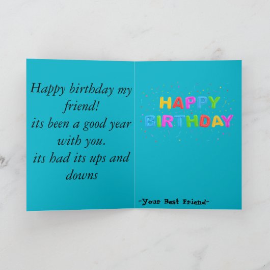 Happy Birthday Card von Best Friend Karte (Innenseite)