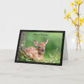 Happy Birthday Card Weiße Schwänzchen Hirschtier Karte (Gelbe Blume)