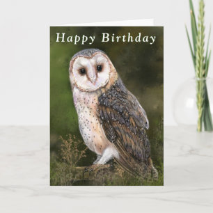 Happy Birthday Card Western Barn Owl Karte