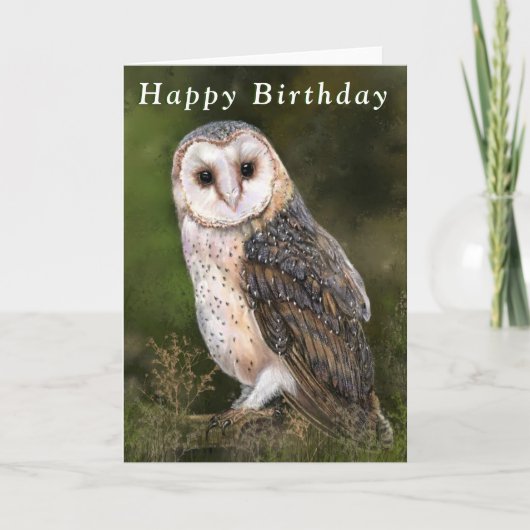 Happy Birthday Card Western Barn Owl Karte (Vorderseite)