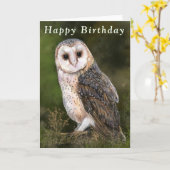 Happy Birthday Card Western Barn Owl Karte (Gelbe Blume)