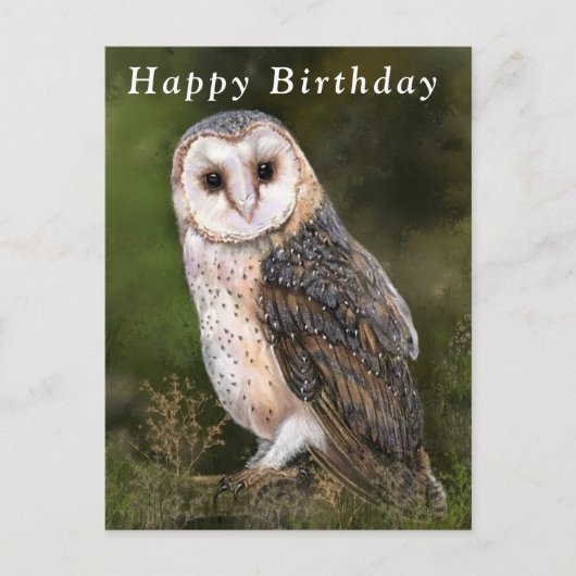 Happy Birthday Card Western Barn Owl Postkarte (Vorderseite)