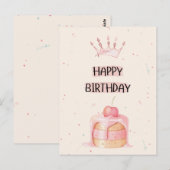 Happy Birthday Card with Cake Postkarte (Vorne/Hinten)