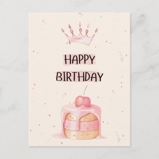 Happy Birthday Card with Cake Postkarte (Vorderseite)