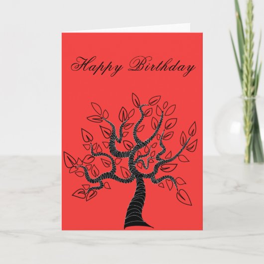 Happy Birthday Card with Tree of Life - Modern Karte (Vorderseite)