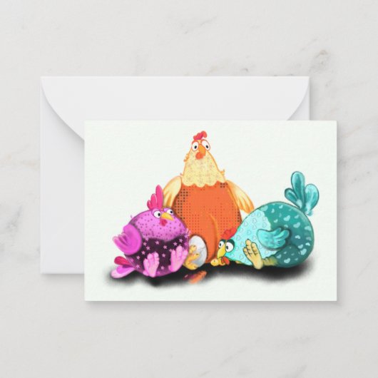 Happy Birthday Cards mit Funny Chickens Mitteilungskarte (Rückseite)