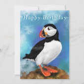 Happy Birthday Cards with Atlantic Puffin Bird (Vorderseite)