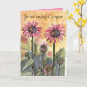 Happy Birthday Caregiver Pink Coneflowers Garten Karte (Gelbe Blume)