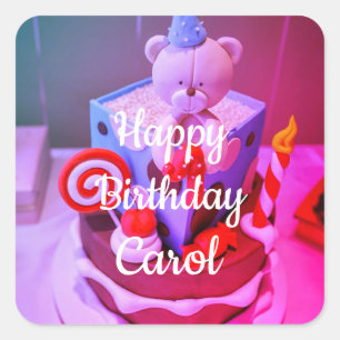 Happy Birthday Carol Quadratischer Aufkleber
