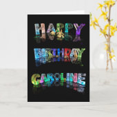 Happy Birthday Caroline Card Karte (Gelbe Blume)