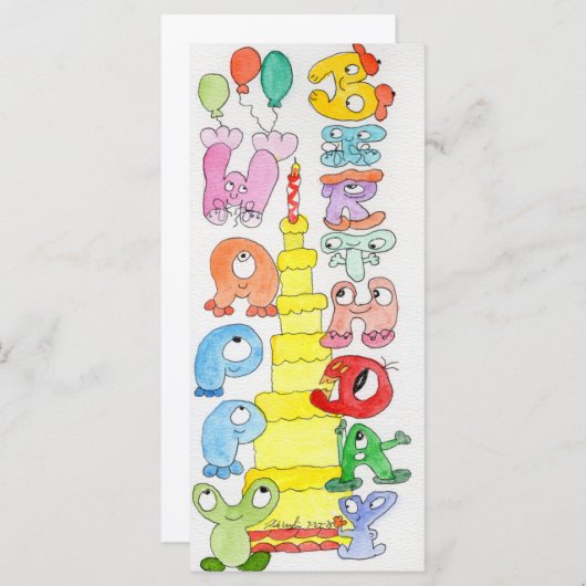 Happy Birthday Cartoon Blubble Characters (Vorne/Hinten)