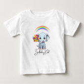 Happy Birthday Cartoon Elephant Themed Baby T-shirt (Vorderseite)
