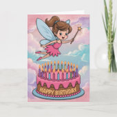 Happy Birthday Cartoon Fairy Karte (Vorderseite)