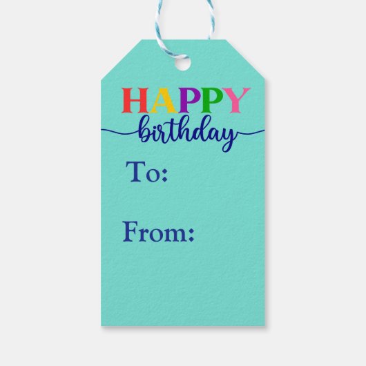 Happy Birthday Cartoon Monsters Geschenkanhänger (Rückseite)