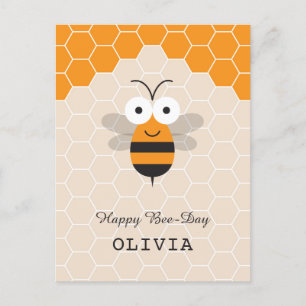 Happy Birthday Cartoon Niedlich Honey Bee Honeycom Postkarte