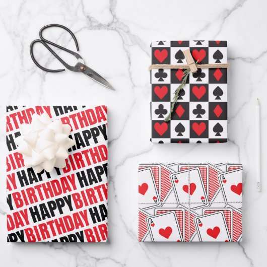 Happy Birthday Casino Geschenk Geschenkpapier Set (Vorderseite)