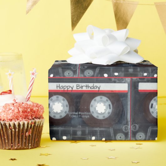 Happy Birthday Cassette Tape Geschenkpapier (Geburtstagsparty)