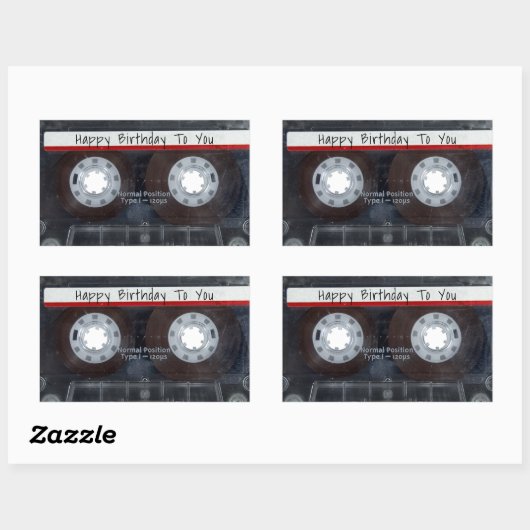 Happy Birthday Cassette Tape Rechteckiger Aufkleber (Blatt)