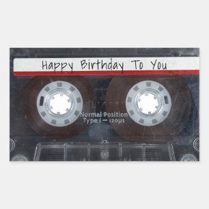 Happy Birthday Cassette Tape Rechteckiger Aufkleber