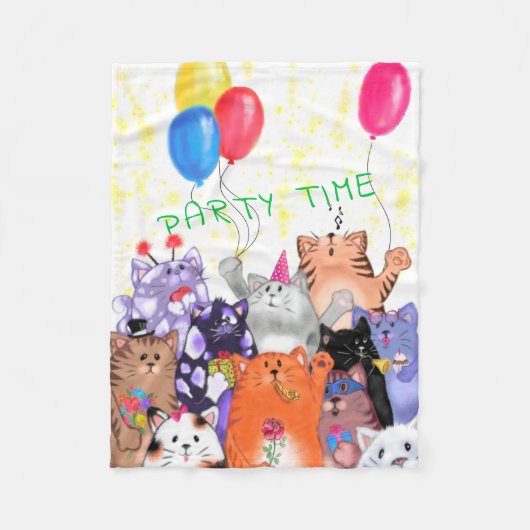 Happy Birthday Cat Baby Fleece Blanket (Vorderseite)