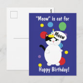 Happy Birthday Cat Colorful Funny Meow Personalisi Postkarte (Vorne/Hinten)