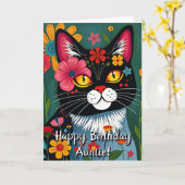 Happy Birthday | Cat Coloring Seite Inside Karte (Gelbe Blume)