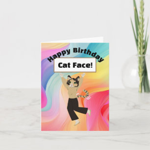 Happy Birthday Cat face Katzen benutzerdefinierte  Karte