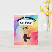 Happy Birthday Cat face Katzen benutzerdefinierte Karte (Gelbe Blume)