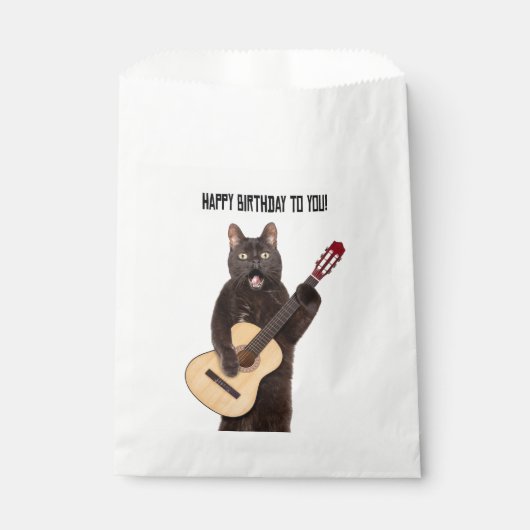 Happy Birthday Cat Gesang und Gitarre spielen Geschenktütchen (Vorderseite)
