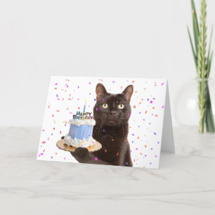 Happy Birthday Cat Holding Birthday Cat Feiertagskarte