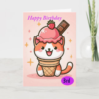 Happy Birthday Cat in Ice-Creme Cone Karte