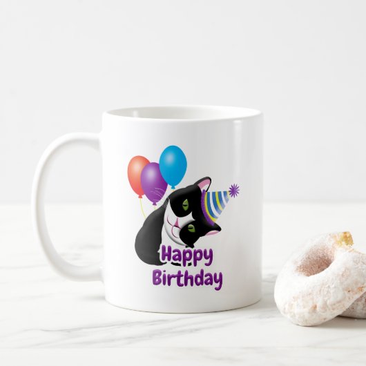 Happy Birthday Cat Kaffeetasse (Mit Donut)