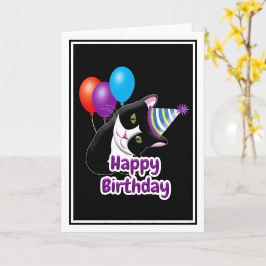 Happy Birthday Cat Karte (Gelbe Blume)