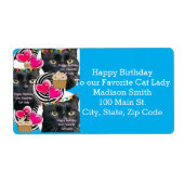 Happy Birthday Cat Lady Address Labels, Blue Label (Vorne)