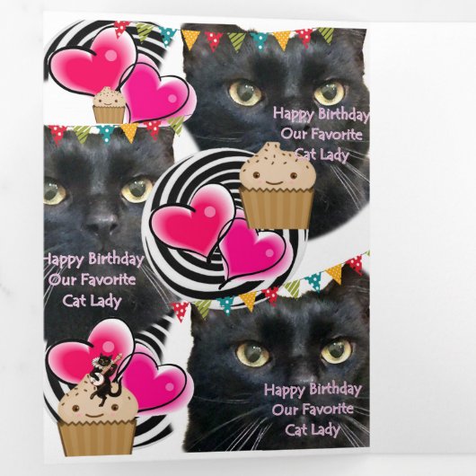 Happy Birthday Cat Lady Card, Katze Lady Dreifach Gefaltete Karte (Innen Erste Seite)