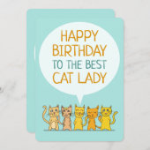 Happy Birthday Cat Lady Flat Card (Vorne/Hinten)
