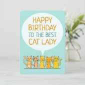 Happy Birthday Cat Lady Flat Card (Stehend Vorderseite)