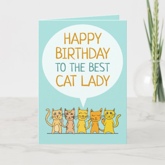 Happy Birthday Cat Lady Greeting Karte (Vorderseite)
