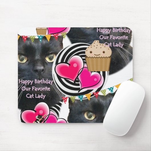 Happy Birthday Cat Lady Mouse Pad Mousepad (Mit Mouse)