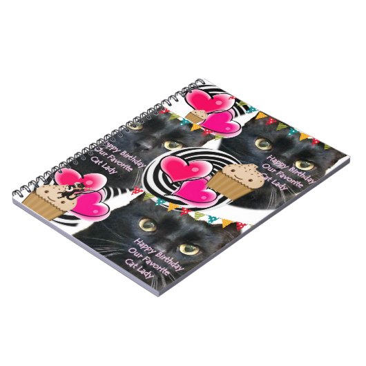 Happy Birthday Cat Lady Notebook Notizblock (Linke Seite)