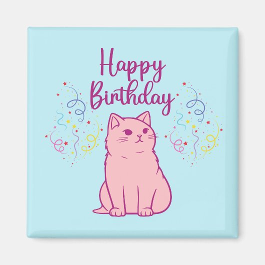 Happy Birthday Cat Magnet (Vorne)