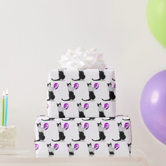 Happy Birthday Cat mit Balloon Geschenkpapier (Partygeschenke)