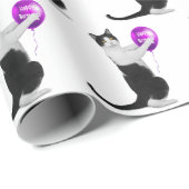 Happy Birthday Cat mit Balloon Geschenkpapier (Rolleneckpunkt)