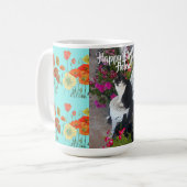Happy Birthday Cat Orange Poppy Frauen Name Tasse (Vorderseite Links)