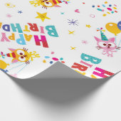 Happy Birthday Cat Party  Geschenkpapier (Ecke)