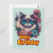 Happy Birthday Cat Postkarte (Vorne/Hinten)