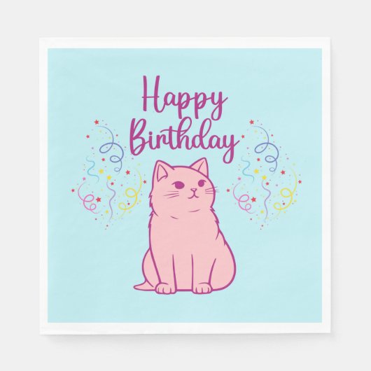Happy Birthday Cat Serviette (Vorderseite)