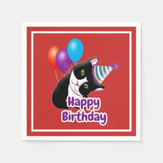 Happy Birthday Cat Serviette (Vorderseite)