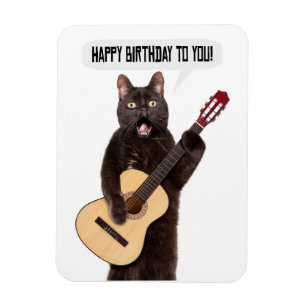 Happy Birthday Cat Singen und spielen Gitarre Holi Magnet