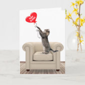 Happy Birthday Cat with Heart Balloon Card Karte (Gelbe Blume)